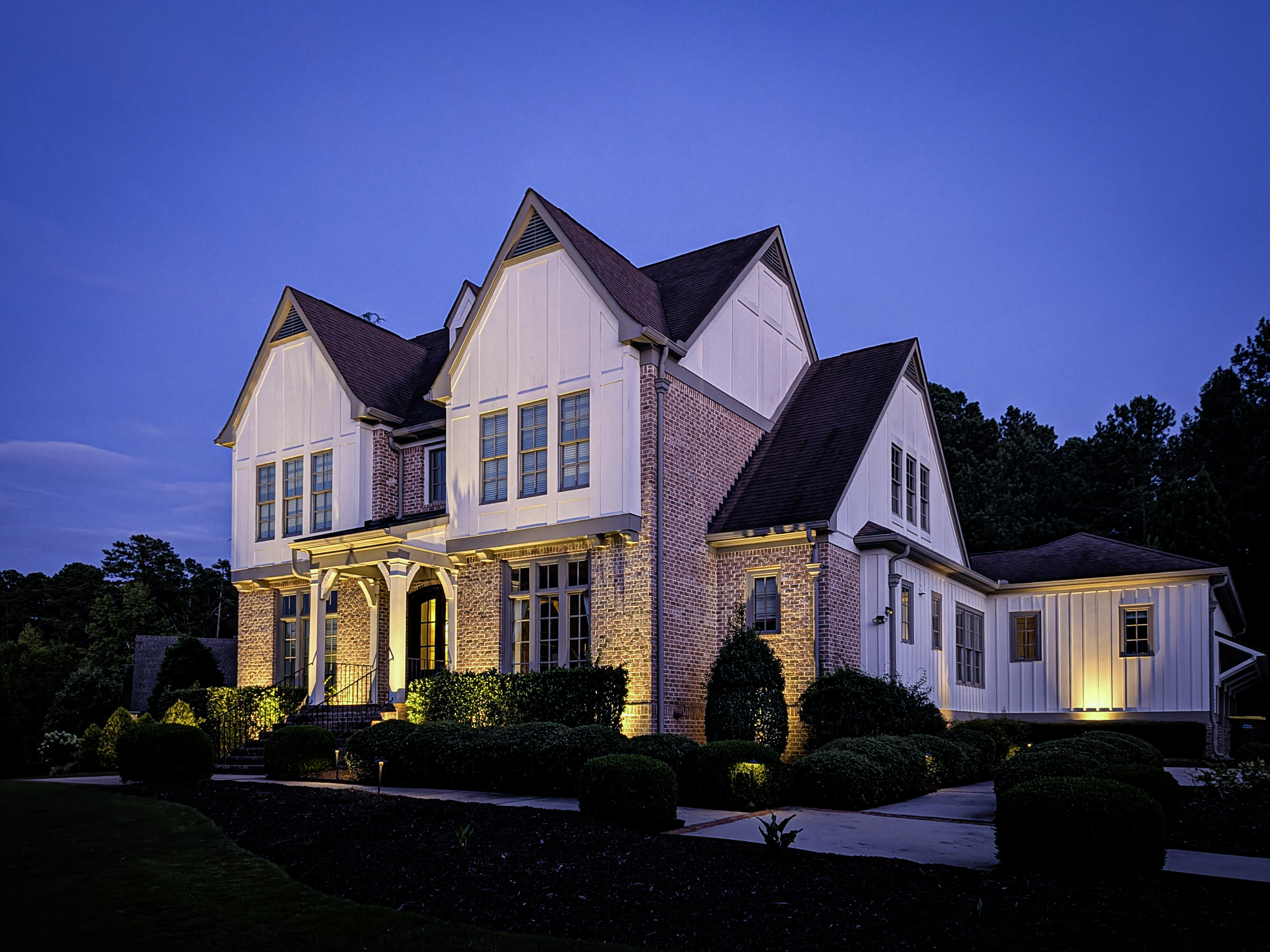 Newhaven property, landscape lighting composition at night