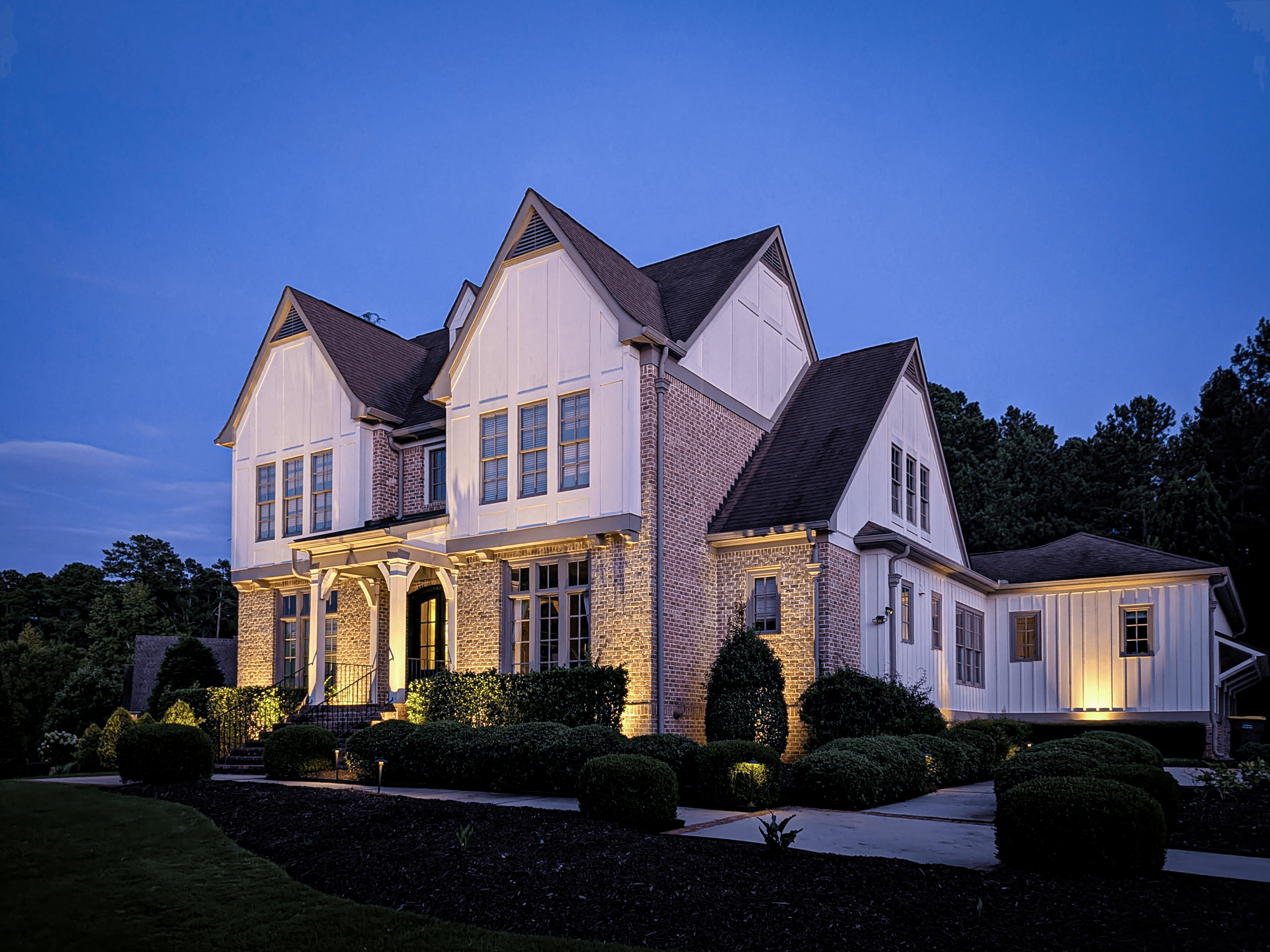 Newhaven property, landscape lighting composition at night